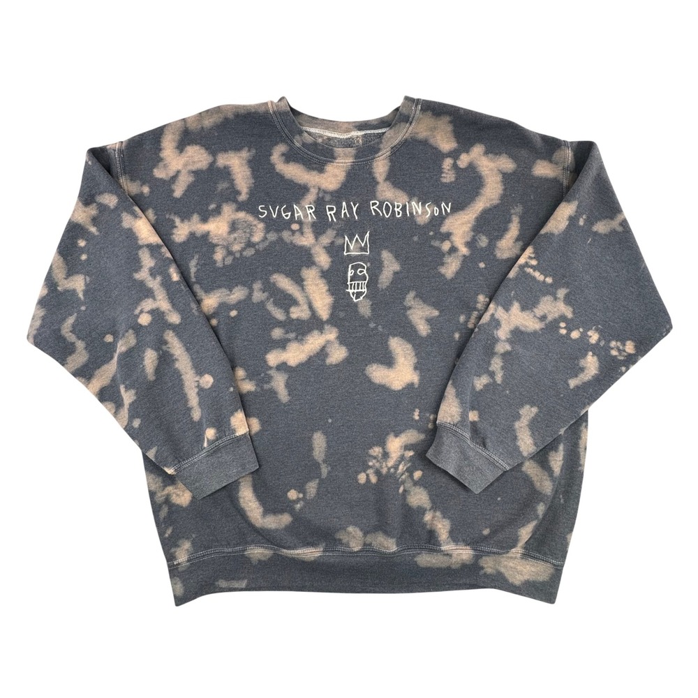 Ripple Basquiat Sugar Ray Robinson Bleach Wash Sweatshirt Mens Large Black Gray